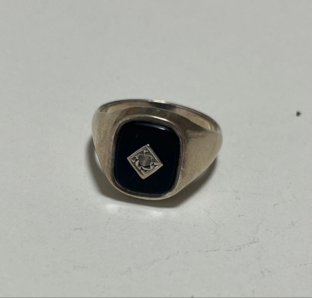 英国製 シルバー925 70s ヴィンテージ シグネットリング 20号