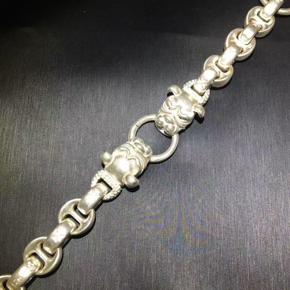 スタイル シルバーブレスレット 2ブルドッグ リンク チェーン - メルカリ