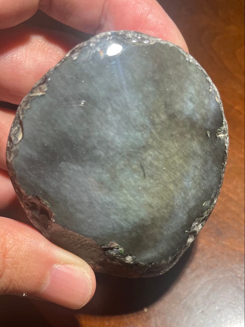 研磨品　十勝石玲瓏　水色ベースレインボーオブシディアン 研磨品 十勝石玲瓏 水色、ブルー、イエロー レインボーオブシディアン