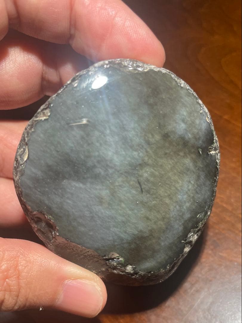 研磨品 十勝石玲瓏 水色ベースレインボーオブシディアン 研磨品 十勝石