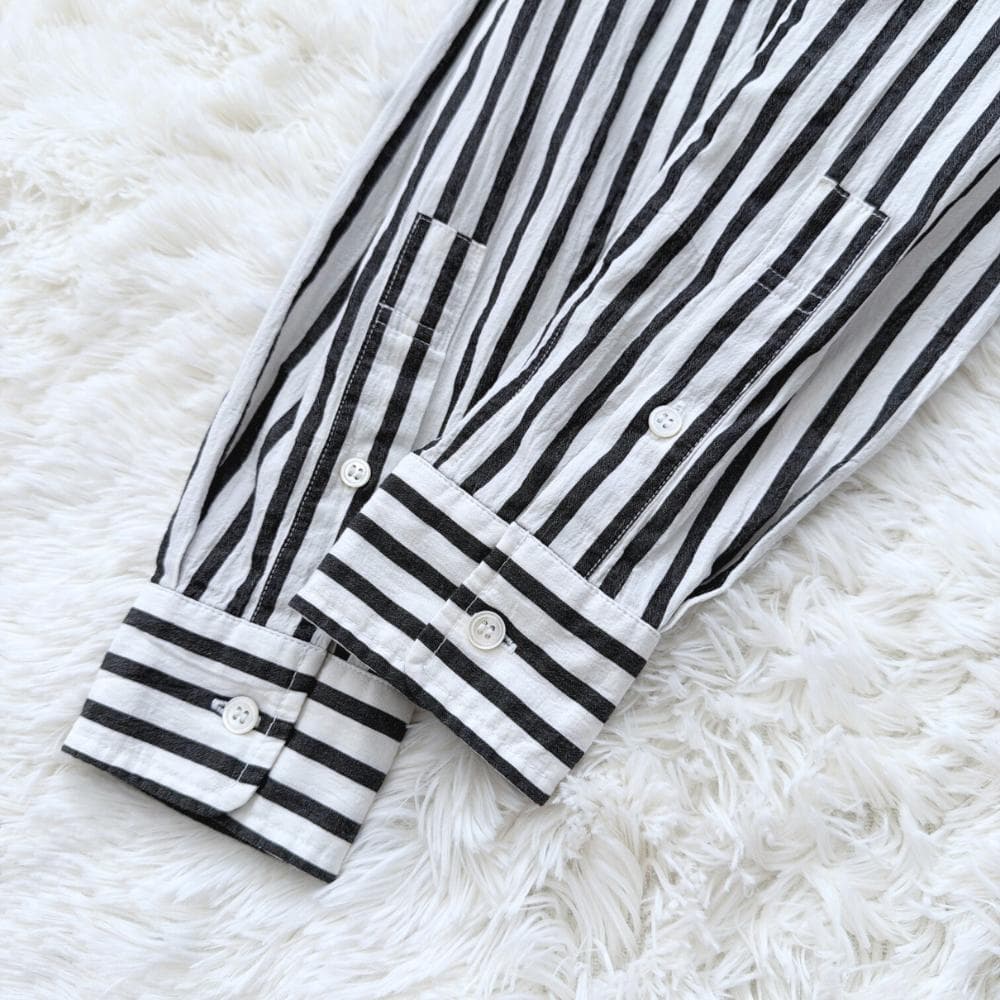 25SS フレームワーク コットンストライプレギュラーカラーシャツ ホワイト