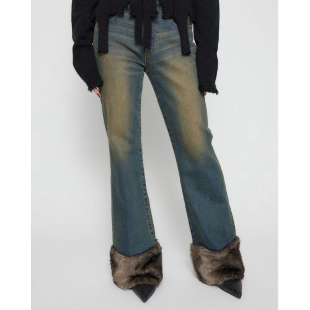 LAGUAGEM FAUX FUR フレアデニム