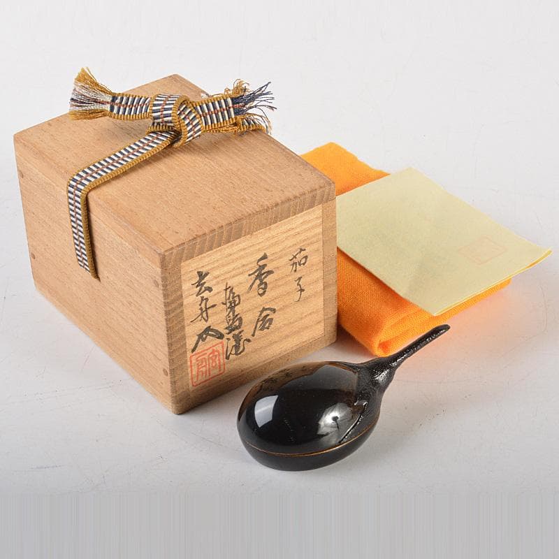 茶道具　輪島塗　江尻玄舟作　茄子香合　共箱　V　6469