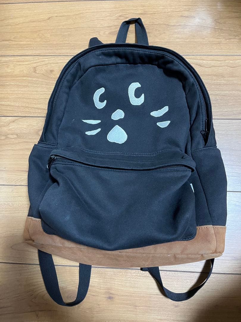 Ne-net ネネット にゃー リュックサック BLACK Ne-net（ネネット）の「にゃーかおリュック（バックパック/リュック