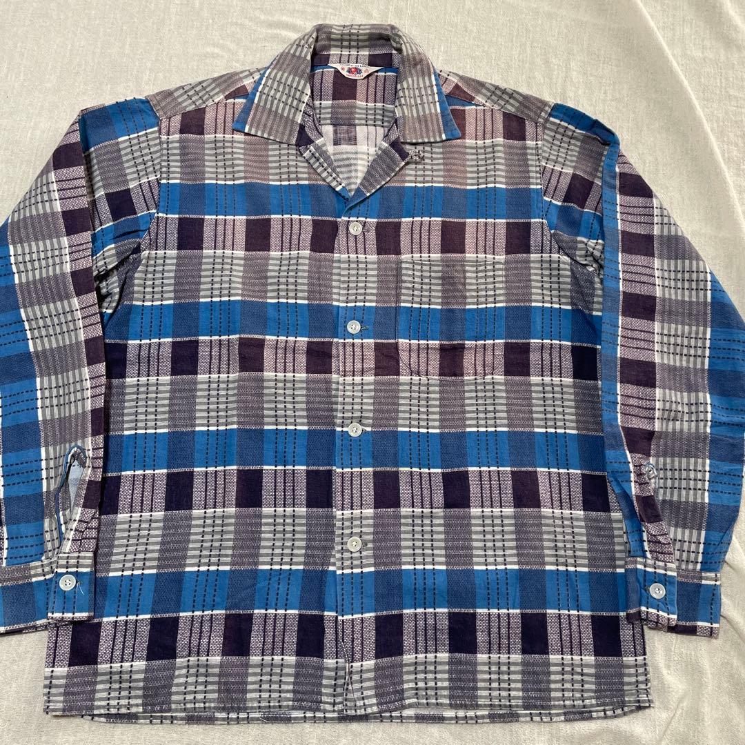 50s vintage プリントネルシャツ