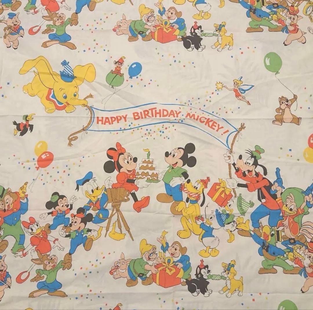 ディズニー ミッキー バースデイ ビンテージ ヴィンテージ シーツ レア