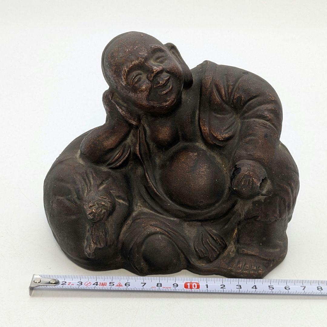 明治大正期 備前焼 布袋置物 布袋尊像 布袋様 七福神 縁起物 骨董品 古