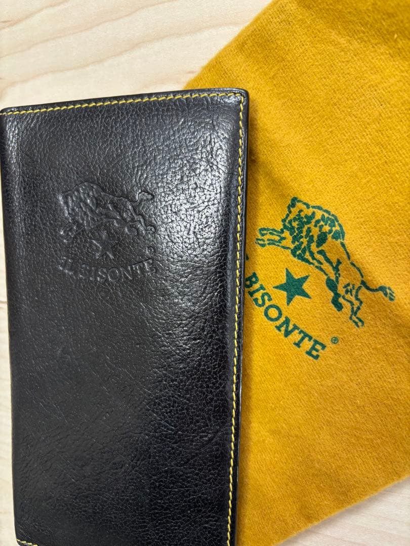 イルビゾンテ 黒 レザー 長財布 ILBISONTE イエローステッチ - メルカリ