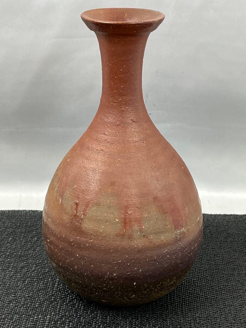 備前焼 花入 花瓶 一輪挿し 陶印あり 共箱 1180 備前窯変花入 共箱 人間国宝 藤原雄（作）名品 | 古美術ささき