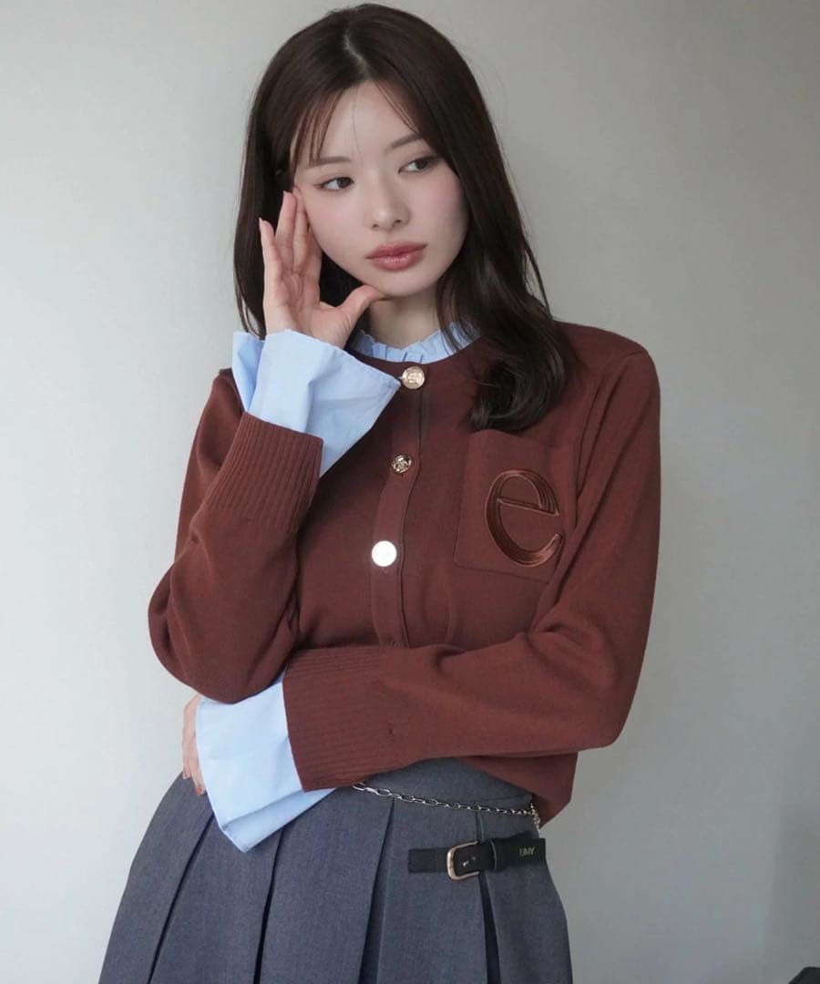 Attached collar ニットカーディガン