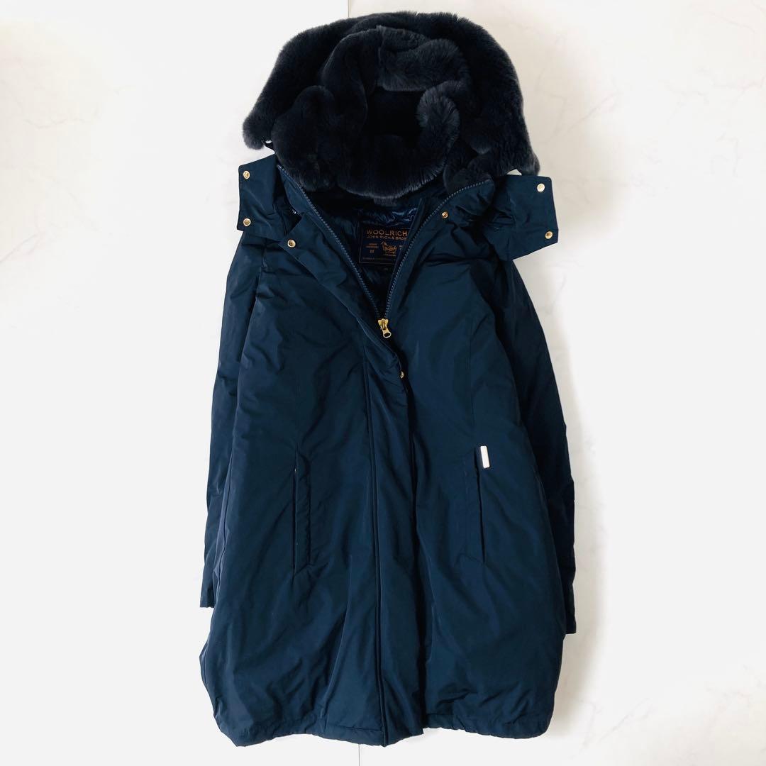 美品✨ウールリッチ　ボウブリッジ　ダウンコート　ラビットファー　ネイビー　XS