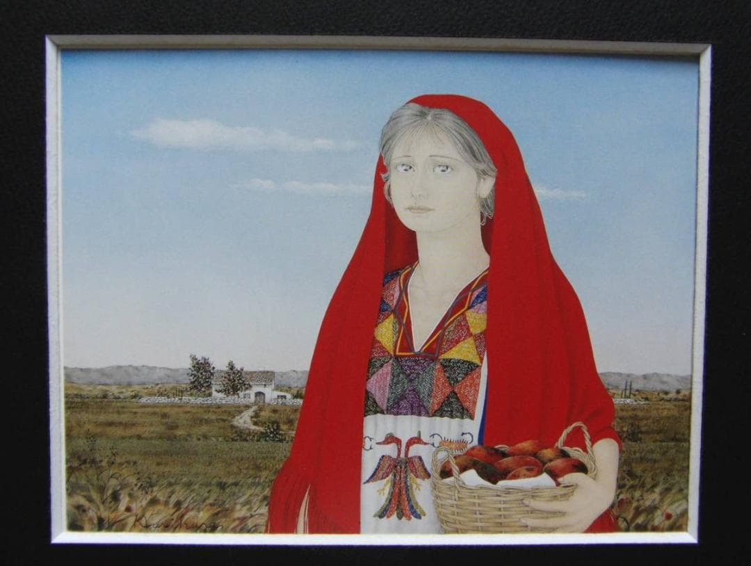 栗原 喜依子、「メキシコの少女」、希少画集・額装画
