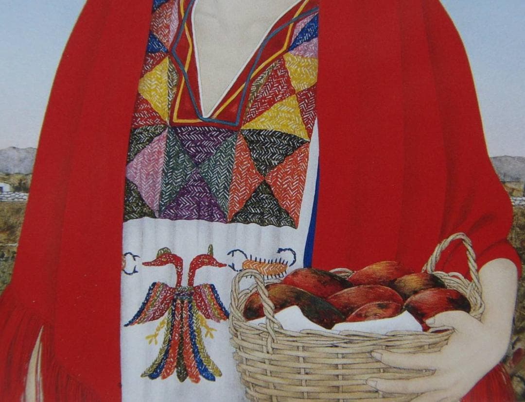 栗原 喜依子、「メキシコの少女」、希少画集・額装画