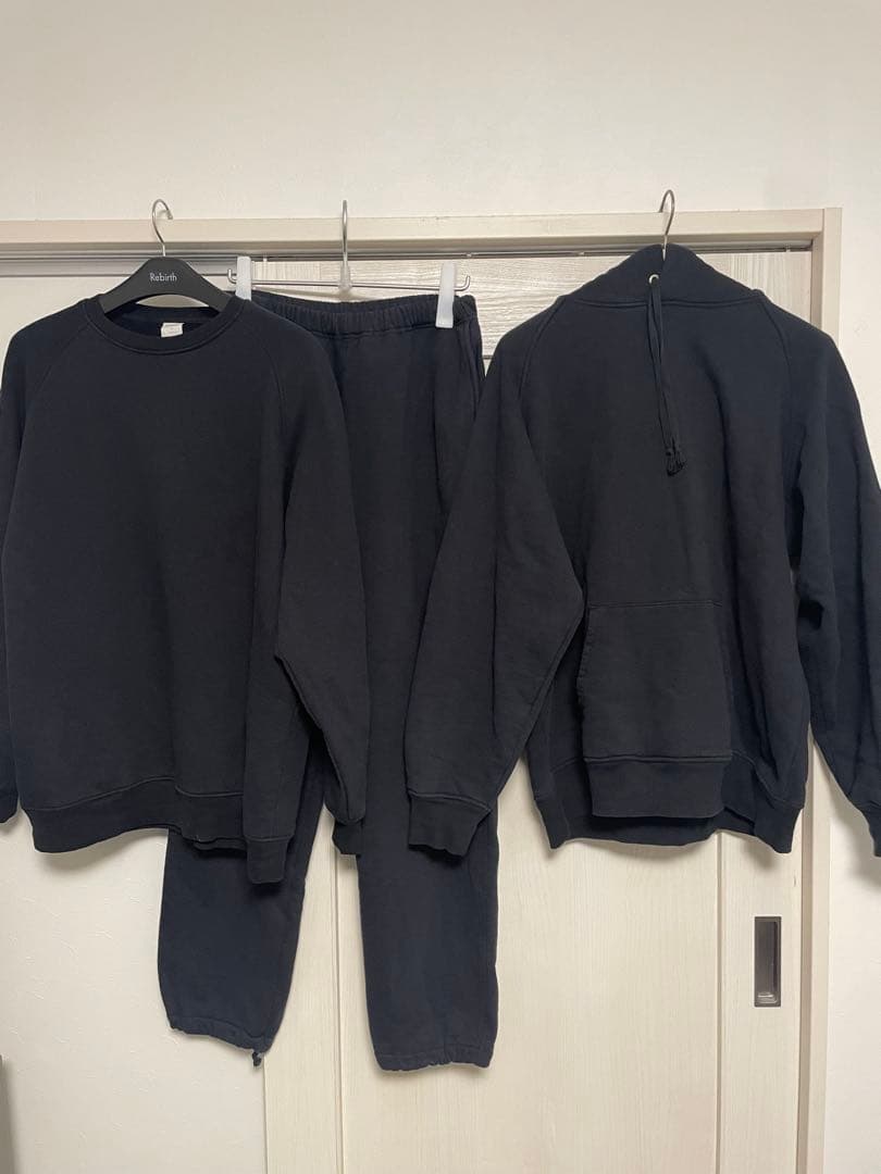 COMOLI コモリ コットン吊裏毛パーカー クルーネック　パンツ　セット販売