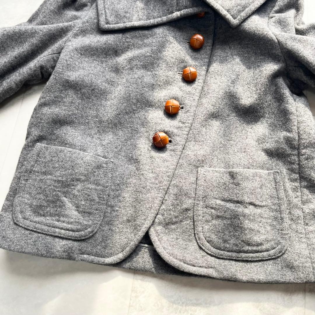 美品】MAX MARA ビッグカラー ショートコート L くるみボタン