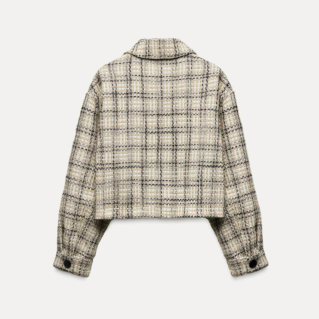ZARA】ザラ ショートテクスチャージャケット - メルカリ