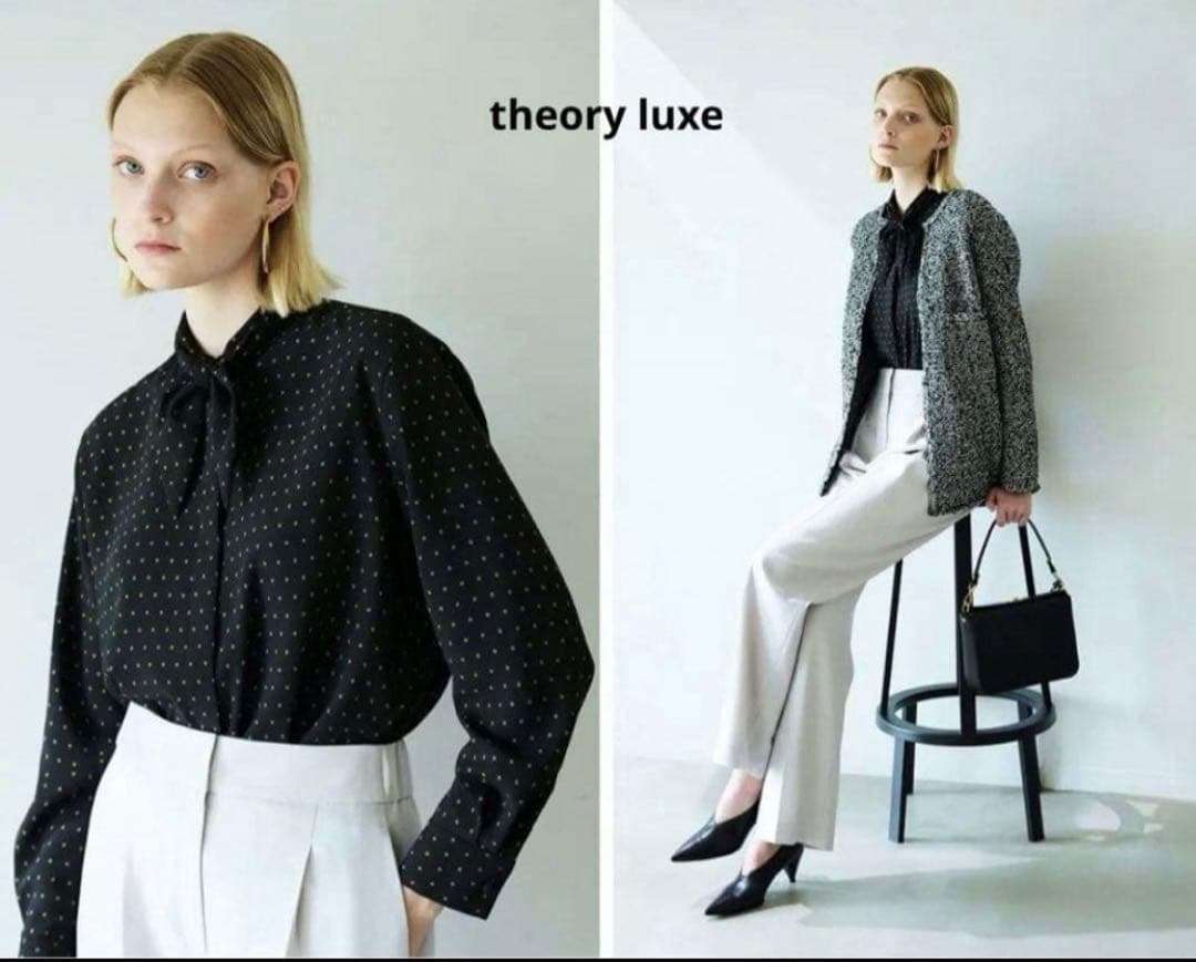 未使用級♡セオリーリュクス ブラウス ボウタイ ドット柄 Theory luxe - お取り置き luxe 25SS 完売 水玉プリント ドット柄