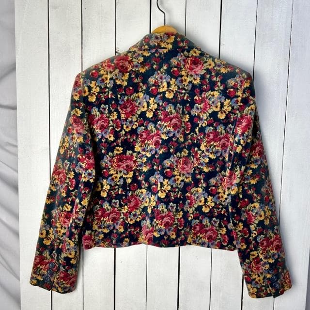 80s～90s KENZO 花柄ベルベット 2ピース セットアップ スーツ 38