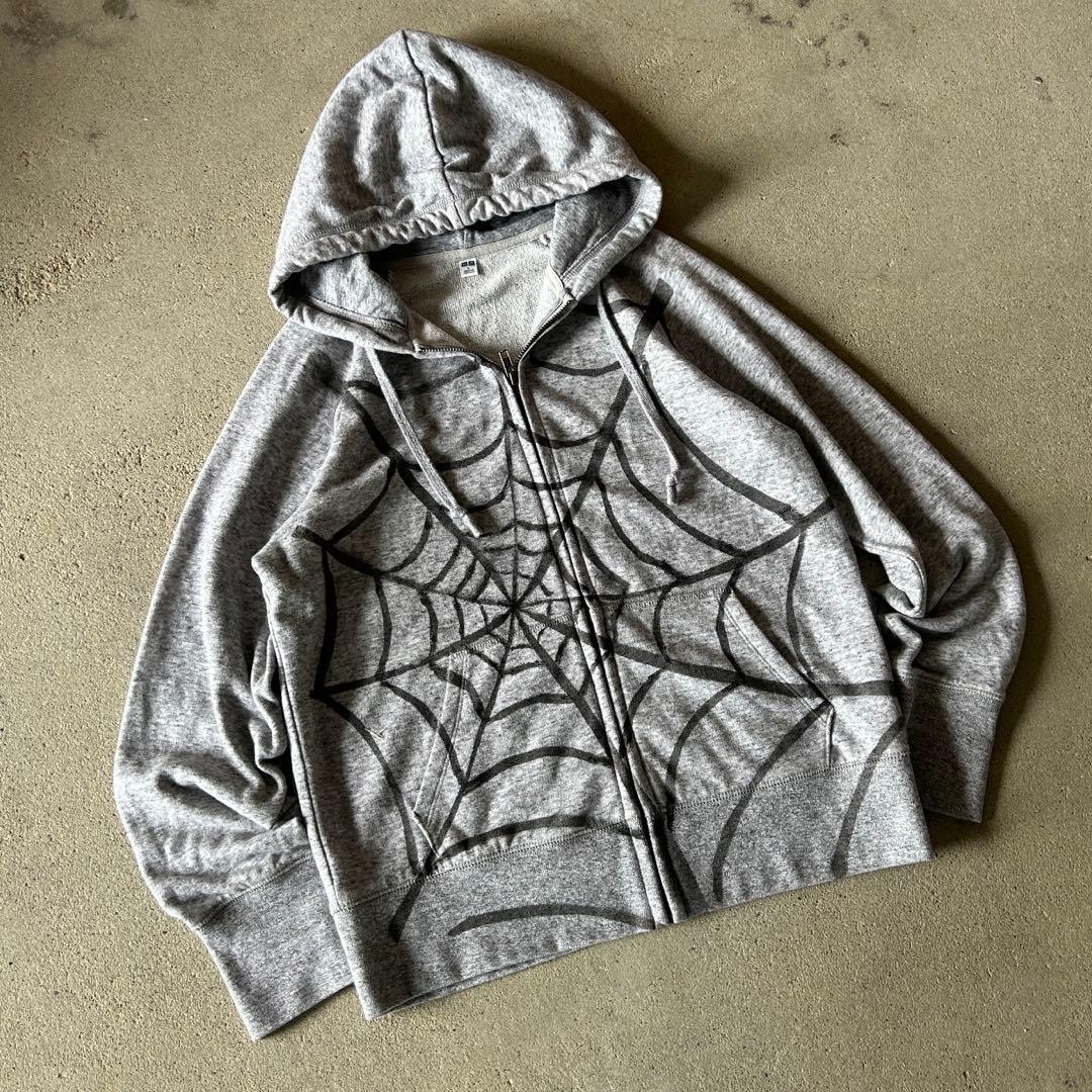 00s OLD UNIQLO スパイダー ジップパーカー y2k 短丈 - メルカリ