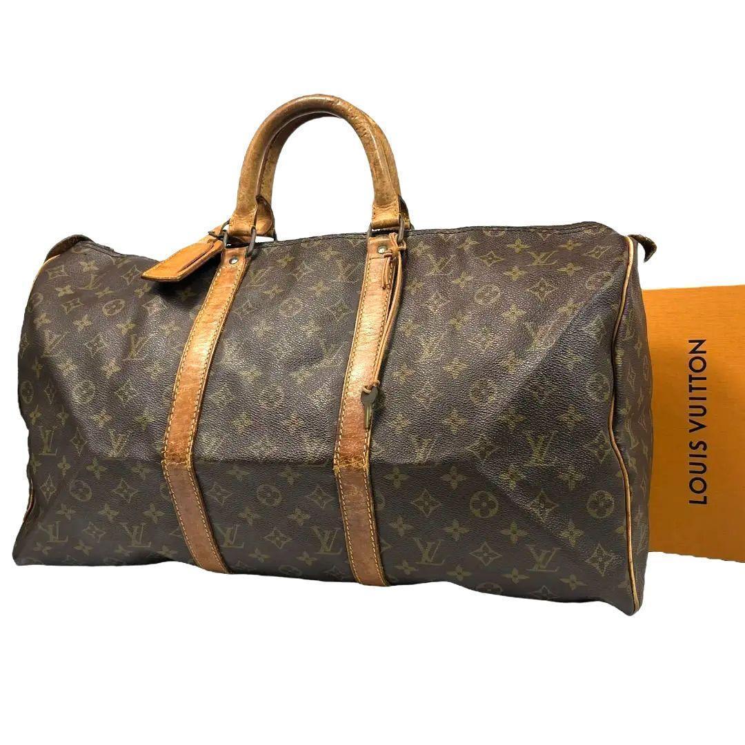 【鑑定済】ルイヴィトン　モノグラム　キーポル50　ボストンバッグ　茶　旅行かばん ルイ ヴィトン ボストンバッグ キーポル 50 ブラウン モノグラム