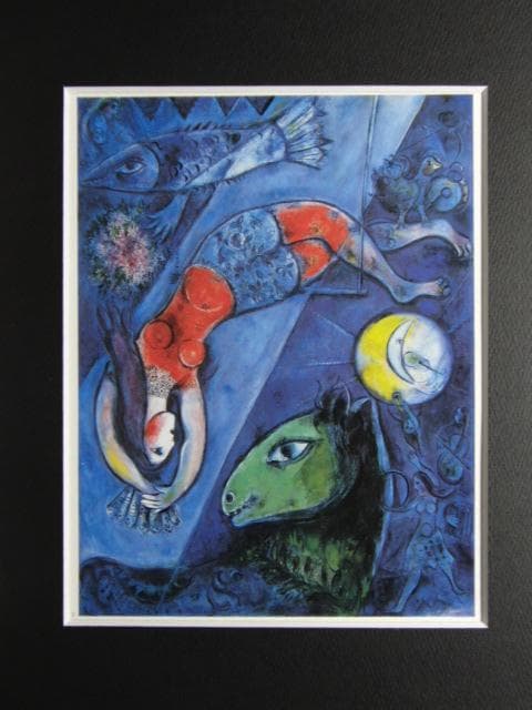 シャガール、『青いサーカス』、希少な画集より、新品高級額・額装付