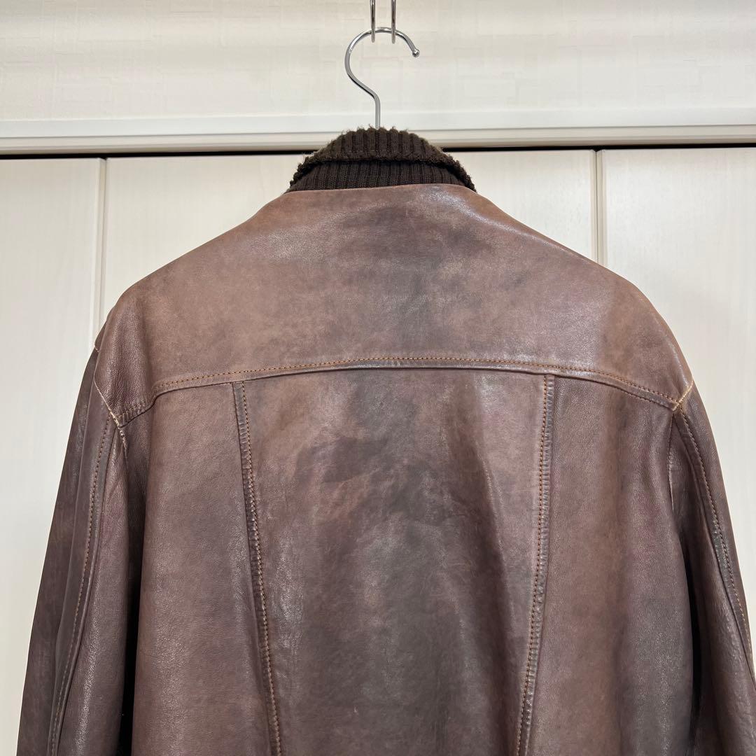 GIORGIO BRATO ビンテージ加工 ラムレザージャケット 48 - メルカリ