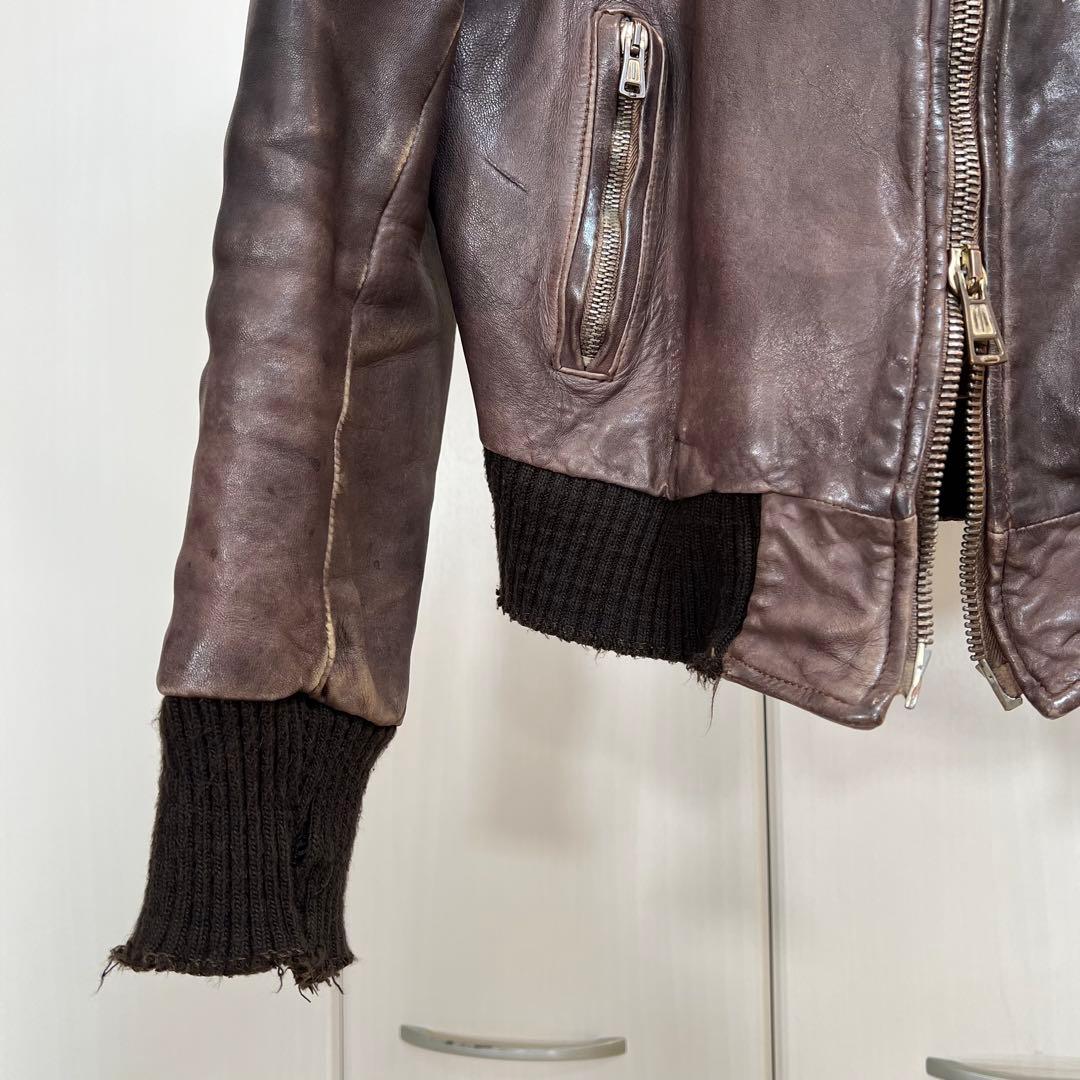 GIORGIO BRATO ビンテージ加工 ラムレザージャケット 48 - メルカリ