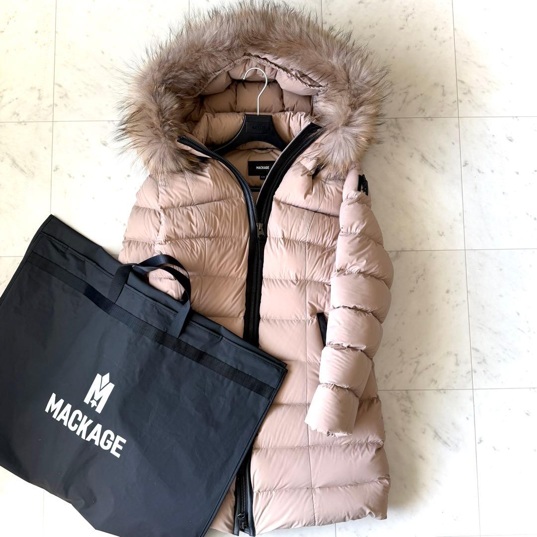 極美品 マッカージュ CALLA-F フードファー付き ロングダウンコート XL