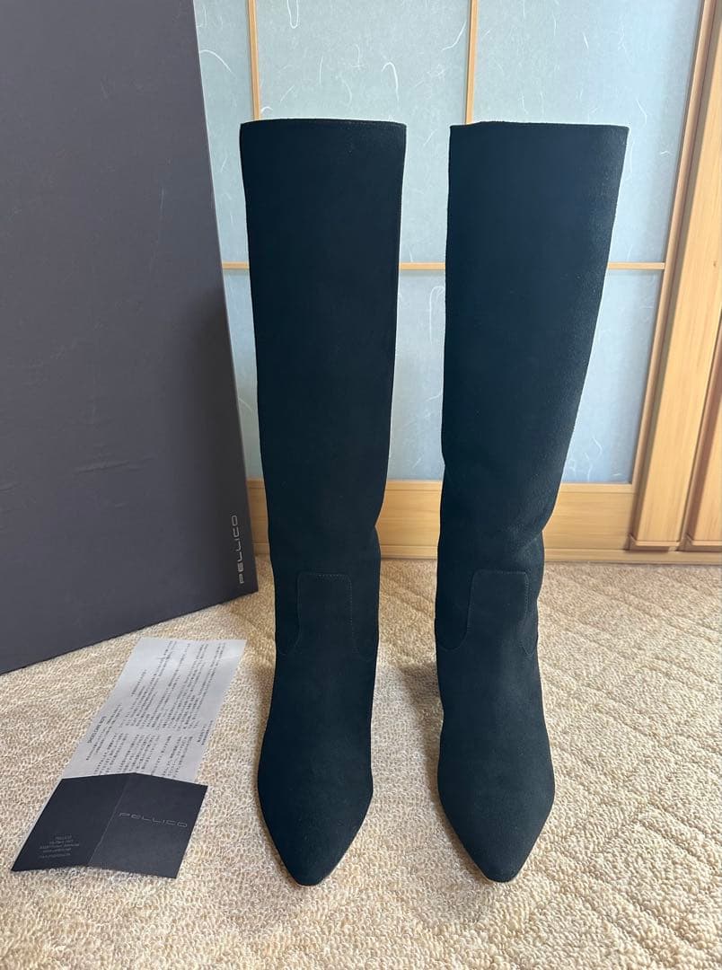 美品 PELLICO ペリーコ スェードレザー ロングブーツ 37 黒 24㎝