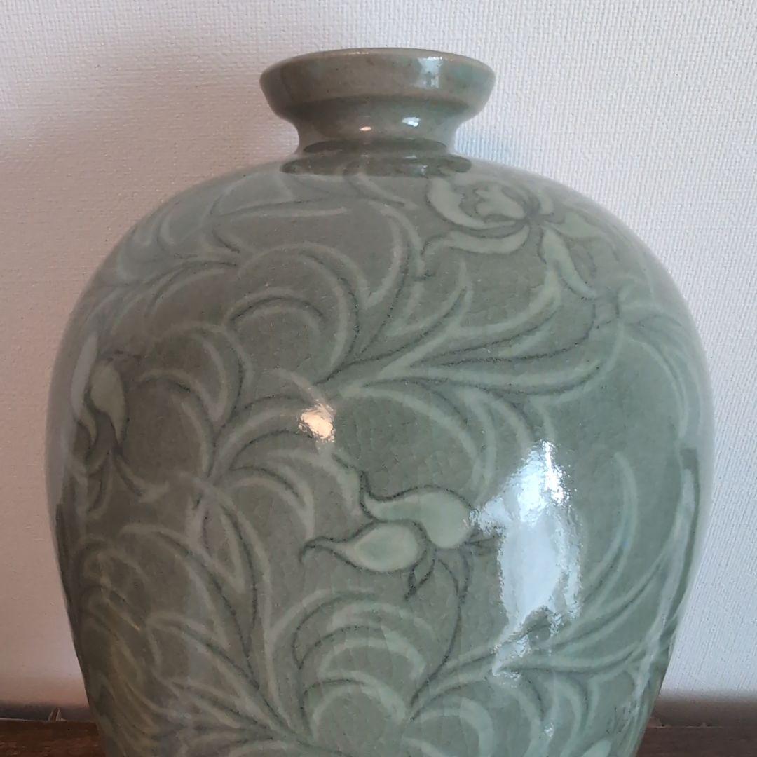 高麗青磁 白黒象嵌 朝鮮美術 梅瓶 骨董 陶芸 陶磁器 33.5cm高程 - メルカリ