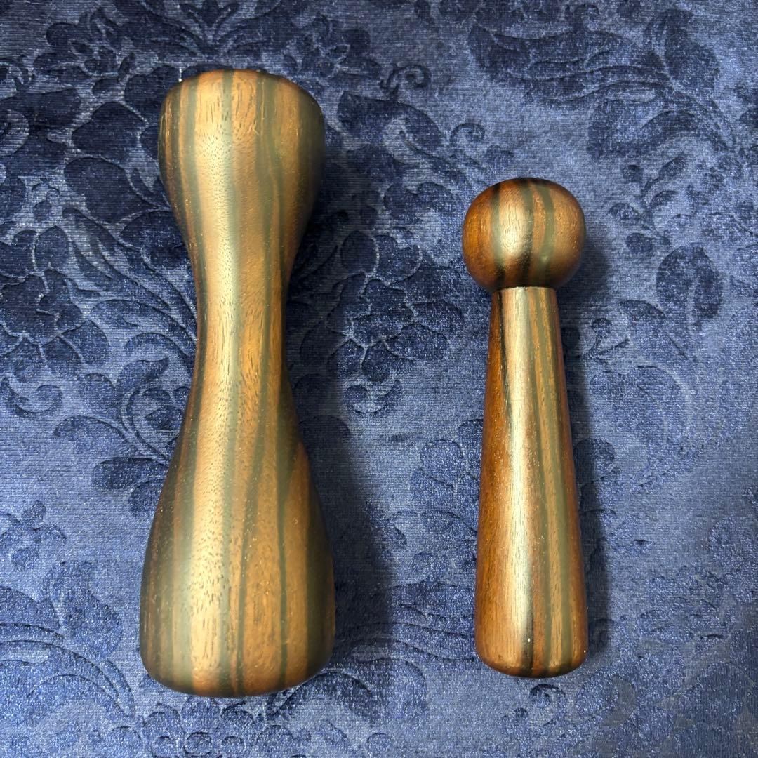 漆黒の希少な高級銘木！ 黒檀ダンベル型リム・キノコ型リムのトークセン2点セット