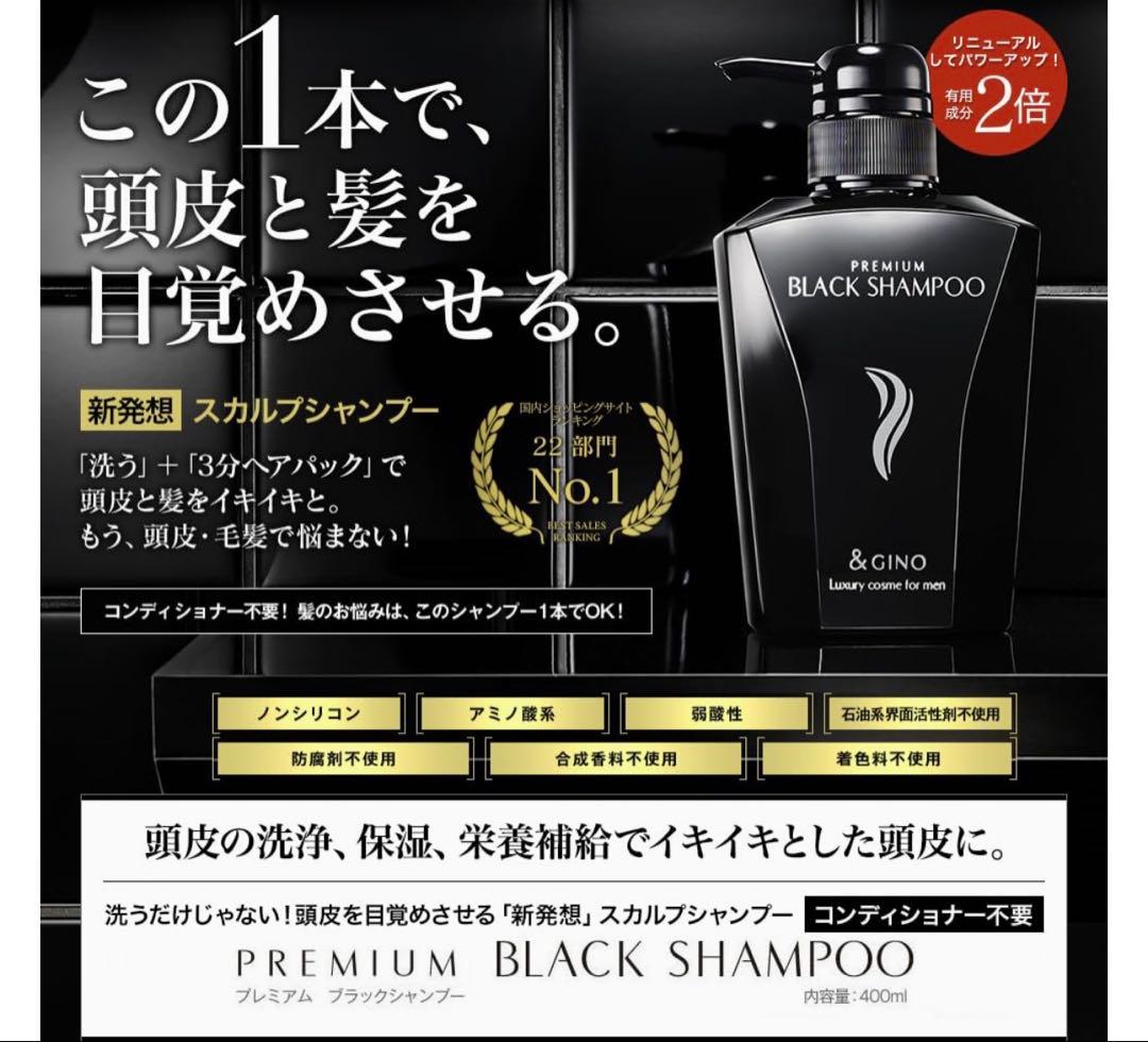 新品未使用】アンドジーノ &gino プレミアムブラックシャンプー 2本