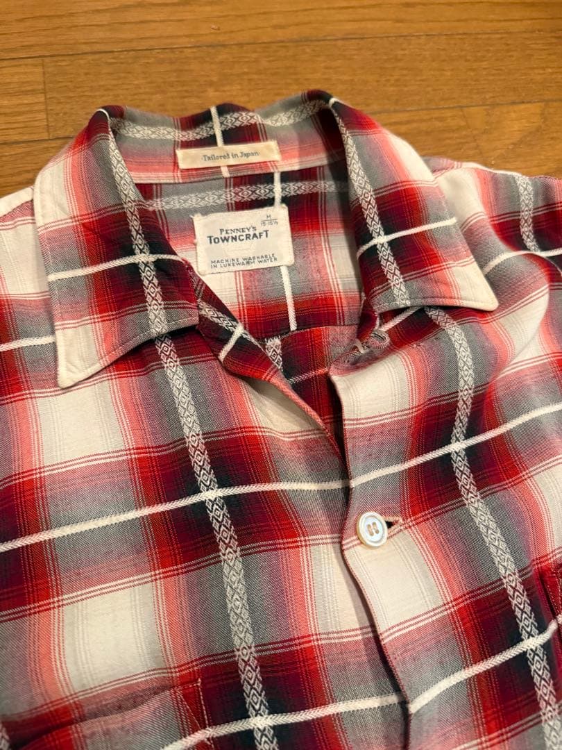 【60s】TOWNCRAFT レーヨンシャツ　シャドーチェック柄　ベルベルジン