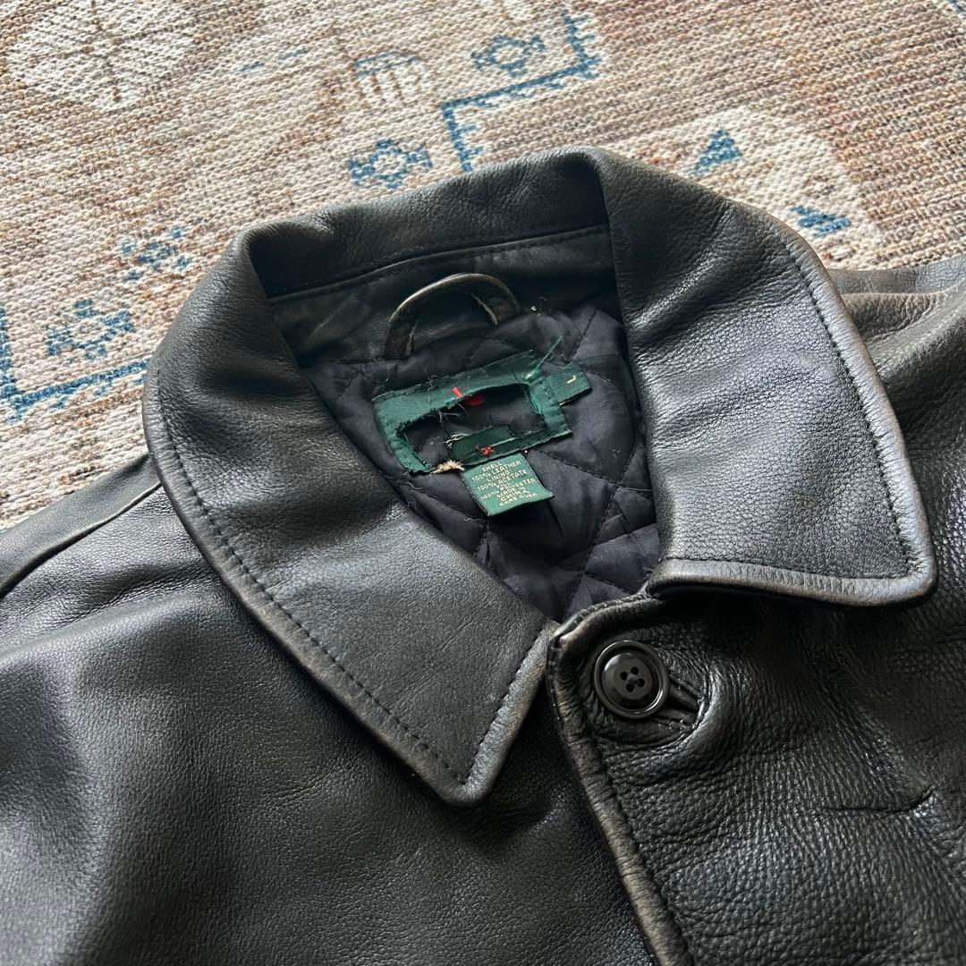 90s VINTAGE J.CREW レザージャケット カーコート BLACK - メルカリ