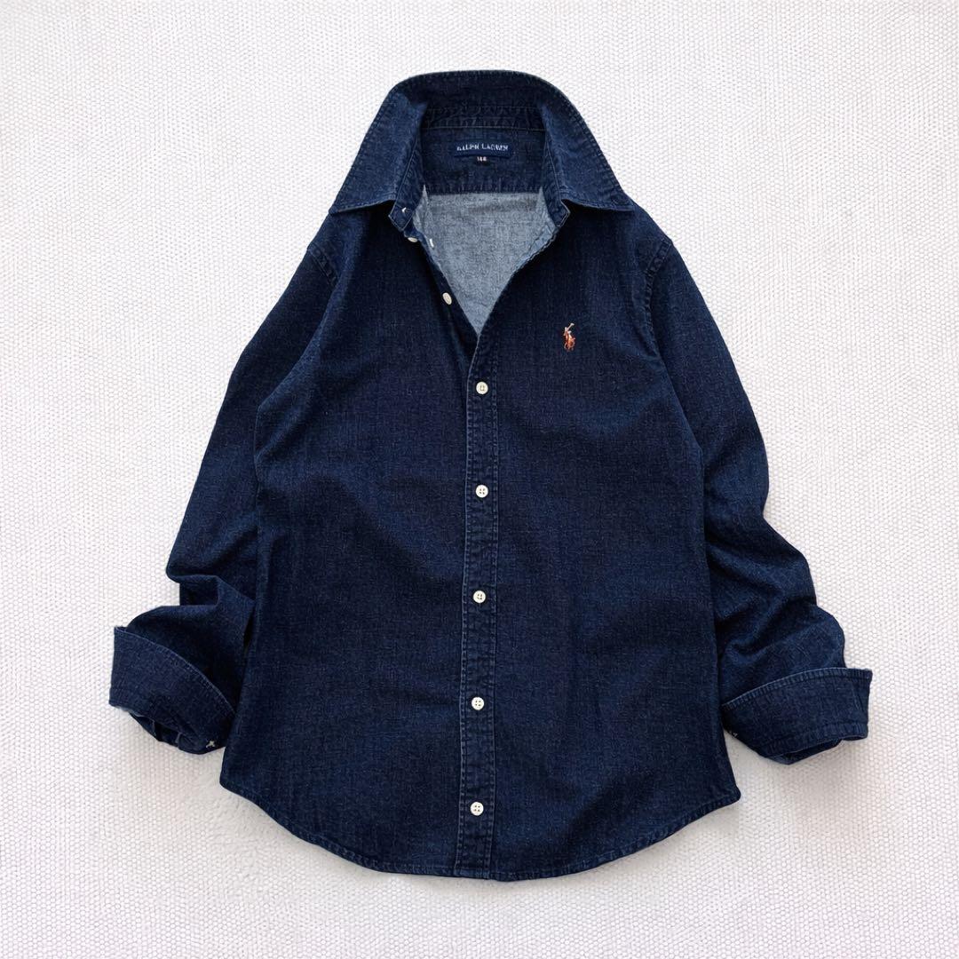 ラルフローレン デニムシャツ 長袖ボタンダウン 濃紺 インディゴブルー