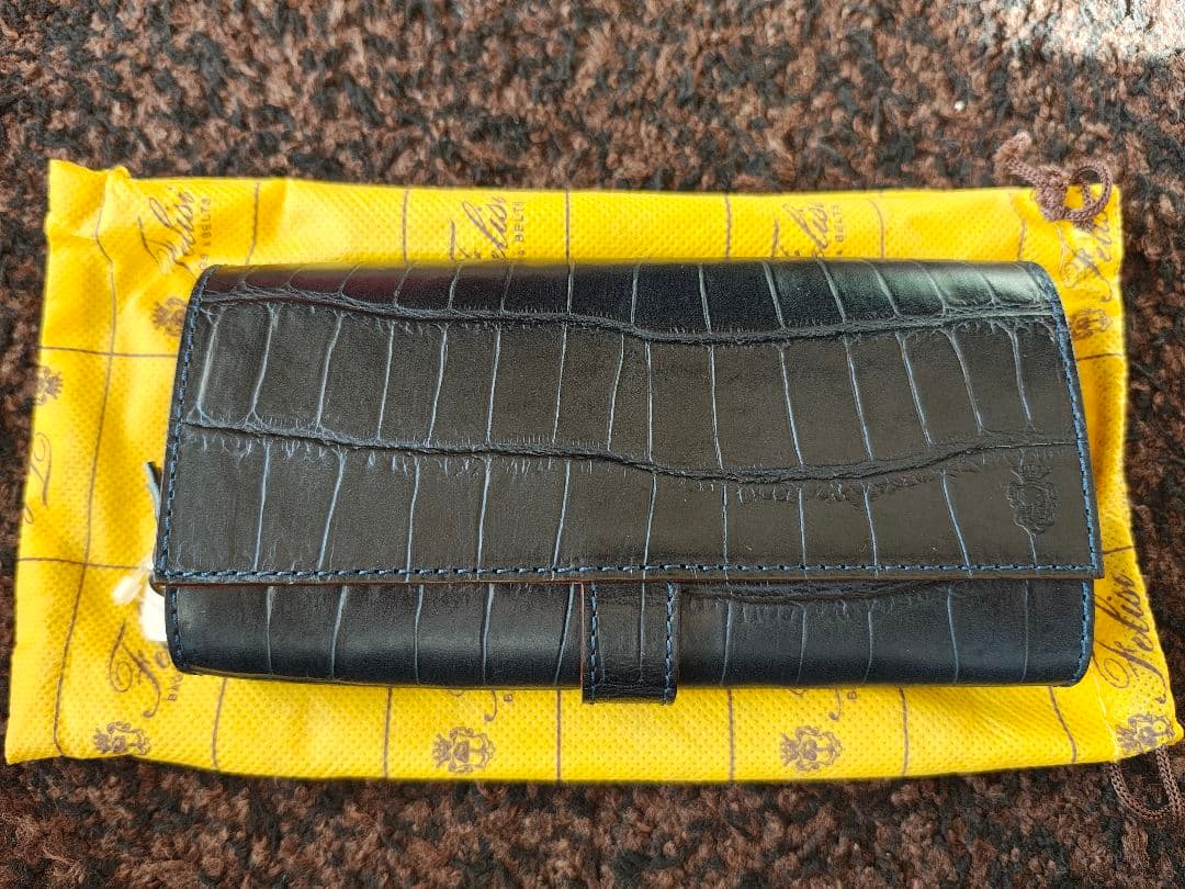 新品、未使用　FELISI 長財布 エンボスレザー（クロコ型押し） 3005　紺 セール】フェリージ 財布 レディース クロコダイル型押し エンボス