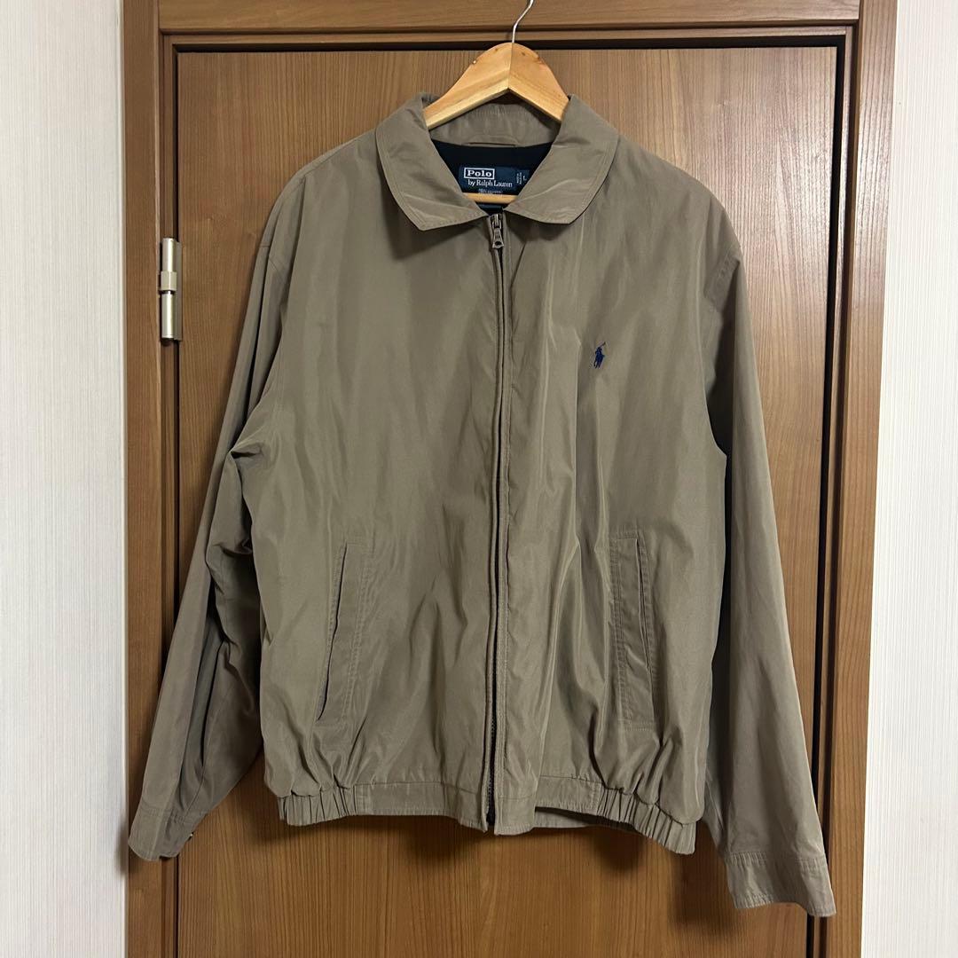 ラルフローレン スウィングトップ ベージュ ブルー刺繍ロゴ 短丈 L