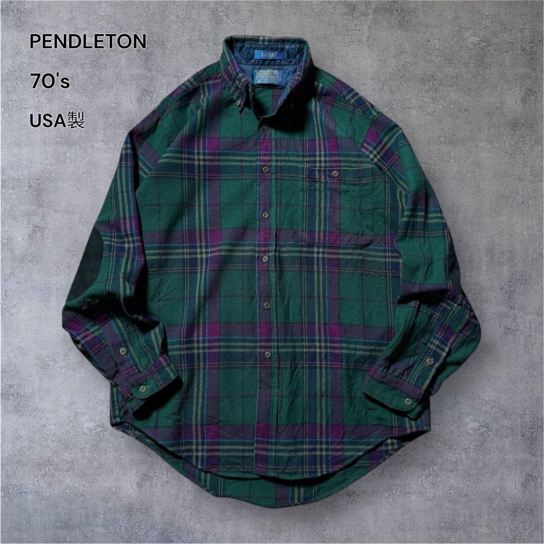 ahopi2214 古着70年代USA製PENDLETONウールシャツエル