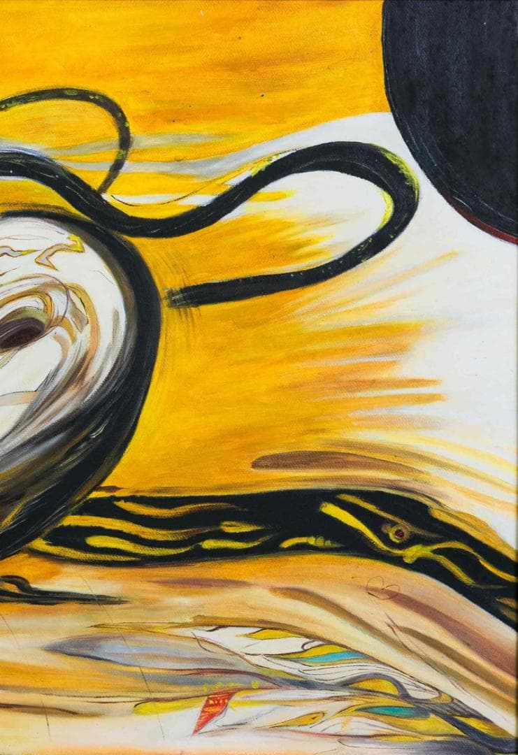 天野喜孝 油彩 肉筆『飛天風神』表サイン 裏サイン P8号 額装 b767