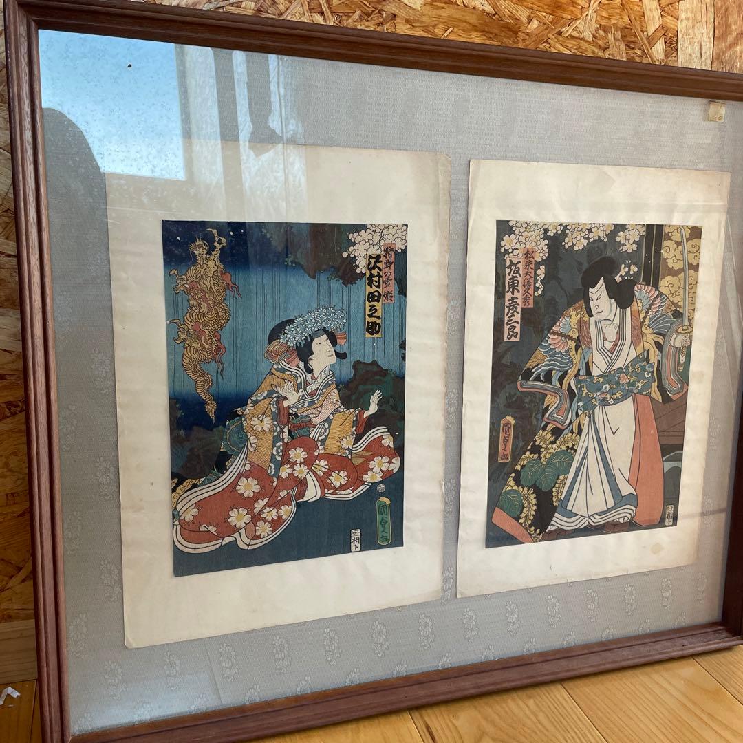 浮世絵　武士と女性の情景