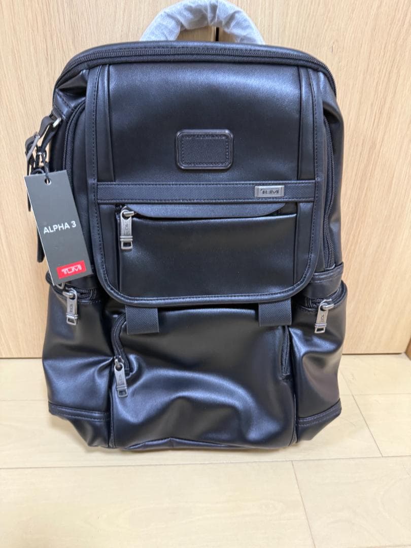 TUMIブラック牛革ALPHA 3ショルダーバッグビジネス通勤リュック