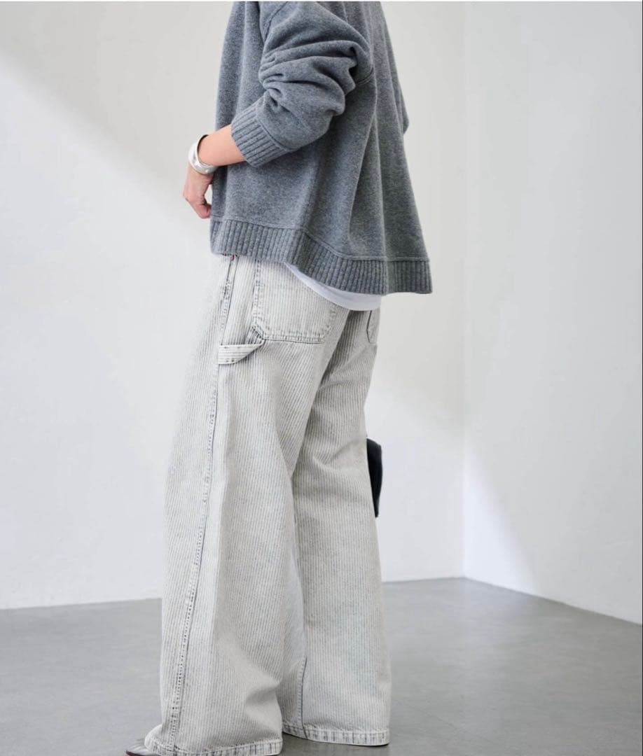 FRAMeWORK ブリーチリペアヒッコリーパンツ　グレー　40