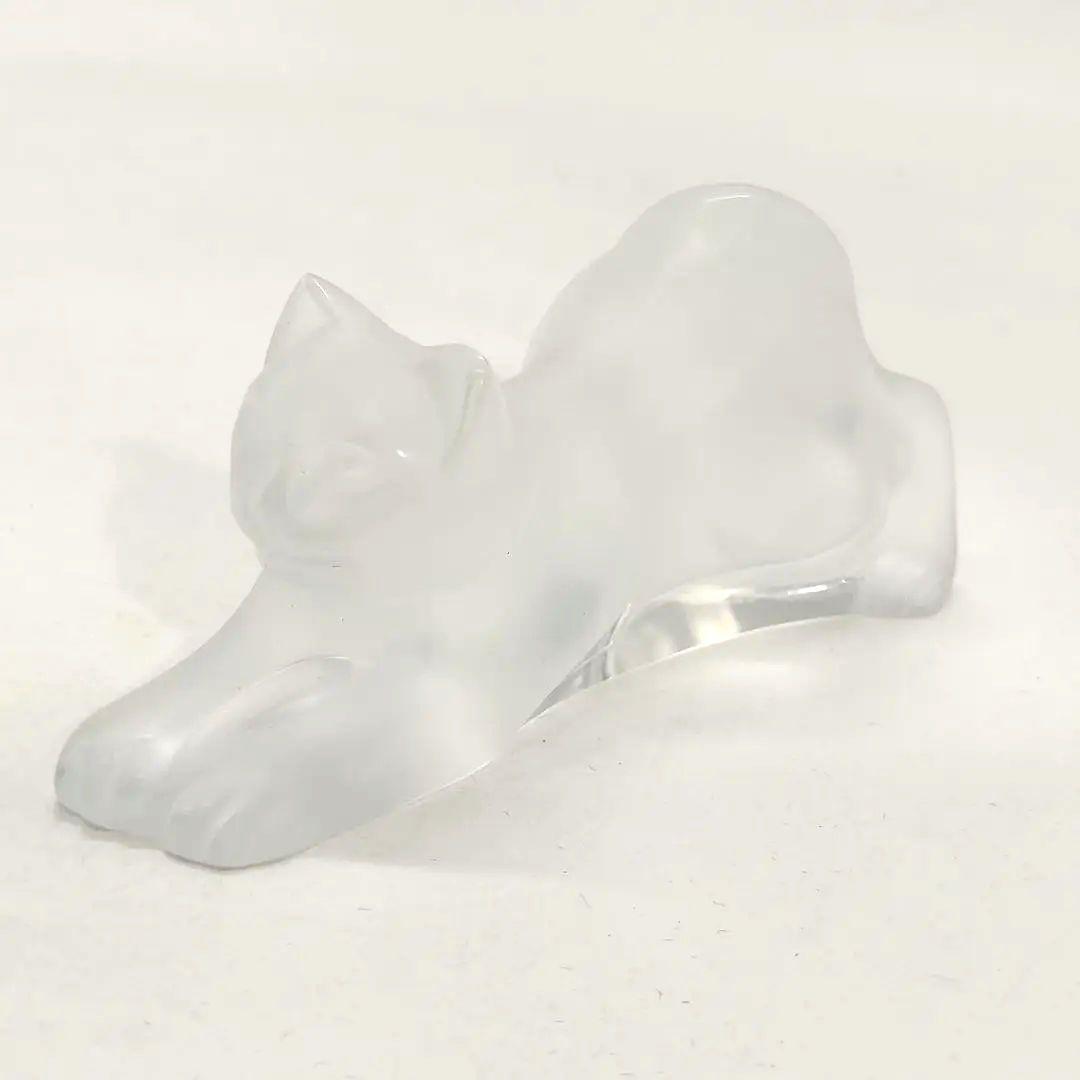LALIQUE ラリック 伸びする猫 ガラス 置物 オブジェ