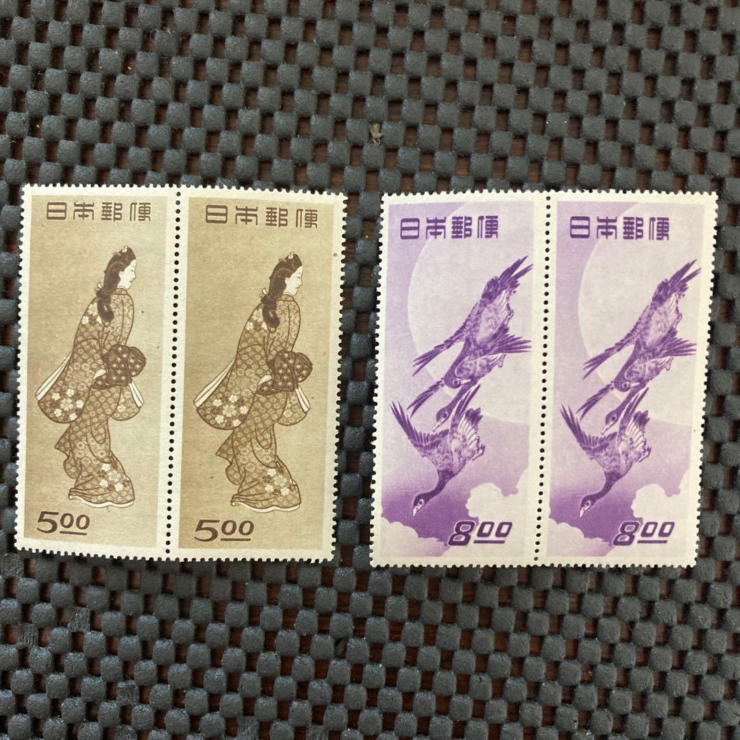 ふ*ん様 銭単位切手　見返り美人　月に雁　各2枚セット　完品