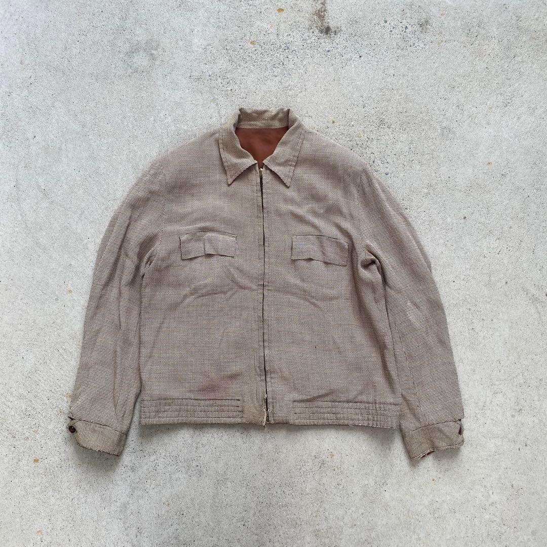 50s~60s レーヨン ギャバジン ギャバジャン リバーシブル 千鳥柄