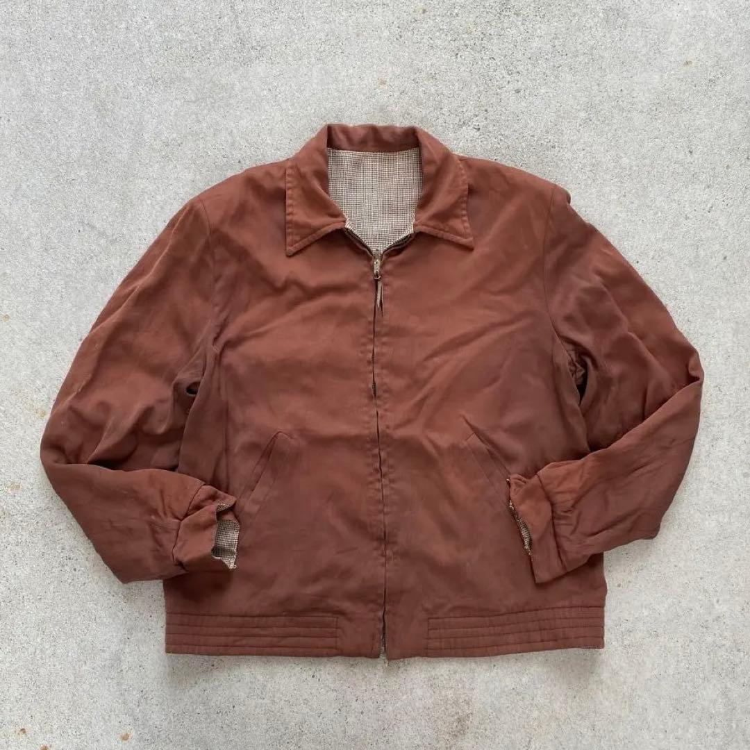 50s~60s レーヨン ギャバジン ギャバジャン リバーシブル 千鳥柄