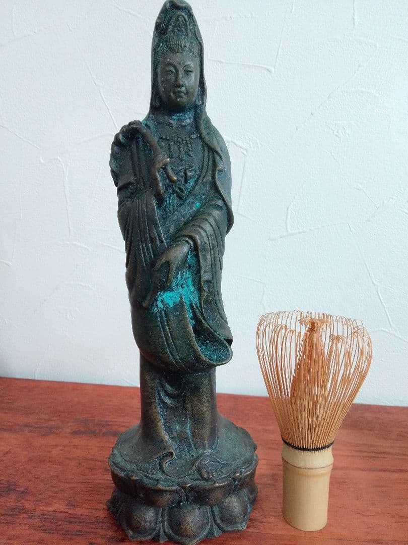 観世音菩薩 立像 慈母観音 仏像 銅像 唐銅 青銅製 ブロンズ 観音像 慈母観音菩薩像 （唐金製 黒色仕上） 1体八光堂寺院仏具[寺院仏具専門