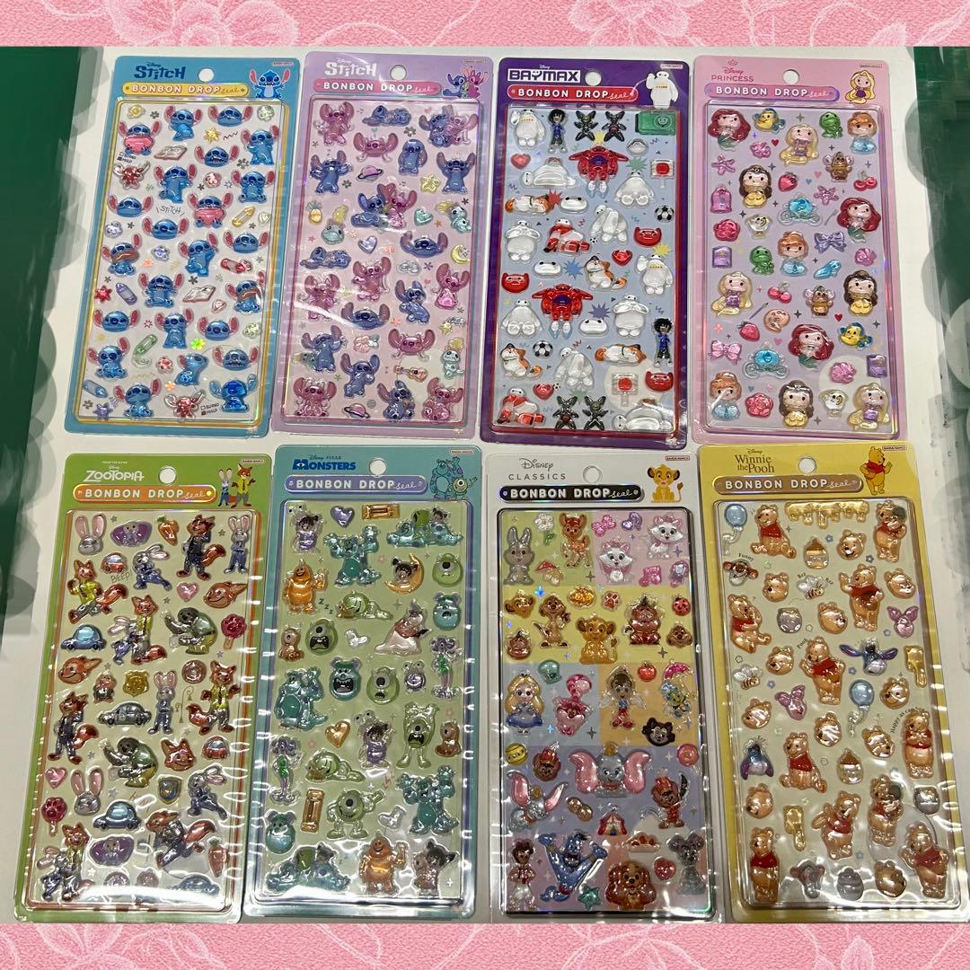 国内正規品 ディズニー ボンボンドロップシール 第2弾 8種セット ③ サンスター文具 ディズニー BONBON DROP SEAL ボンボンドロップシール