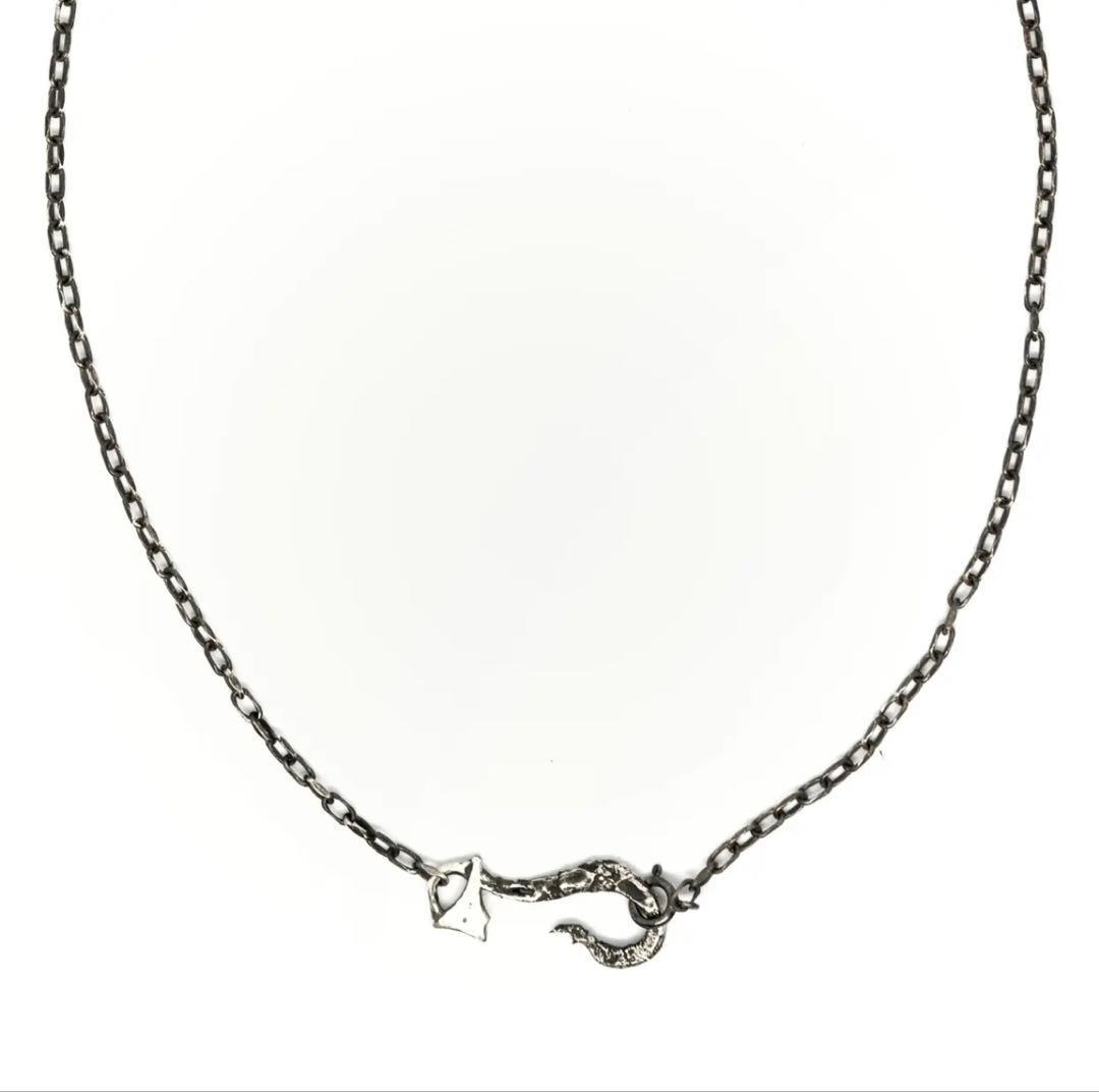 アクセサリー VAINON Destroyed Carabiner Necklace Silver Carabiner Necklace-Chunky Silver Cable Chain-Gunmetal Cubic