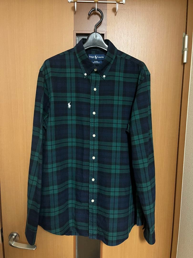希少！◯ラルフローレン ビームス別注 ブラックウォッチシャツ L 緑×紺 ポロ